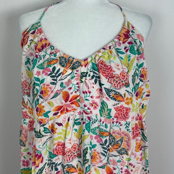 Old Navy Fit And Flare Crinkled‎ Halter Maxi Dress Floral Print Womens Size XXL - Picture 11 of 16